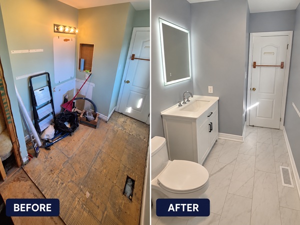 Before and after full bathroom renovation in Orléans by MBN Renovation